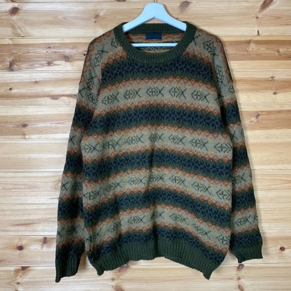Vintage Alpaca Wool Jumper Chunky Knit Grandad Large - Picture 6 of 8